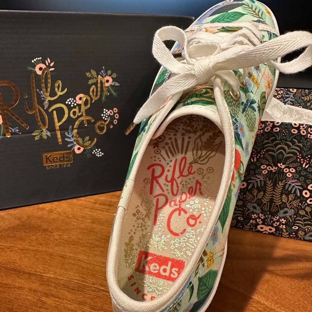 New Women's Keds Rifle Paper Co. Floral Print Sneakers Casual Shoes size 7.5 U.S - Picture 3 of 10